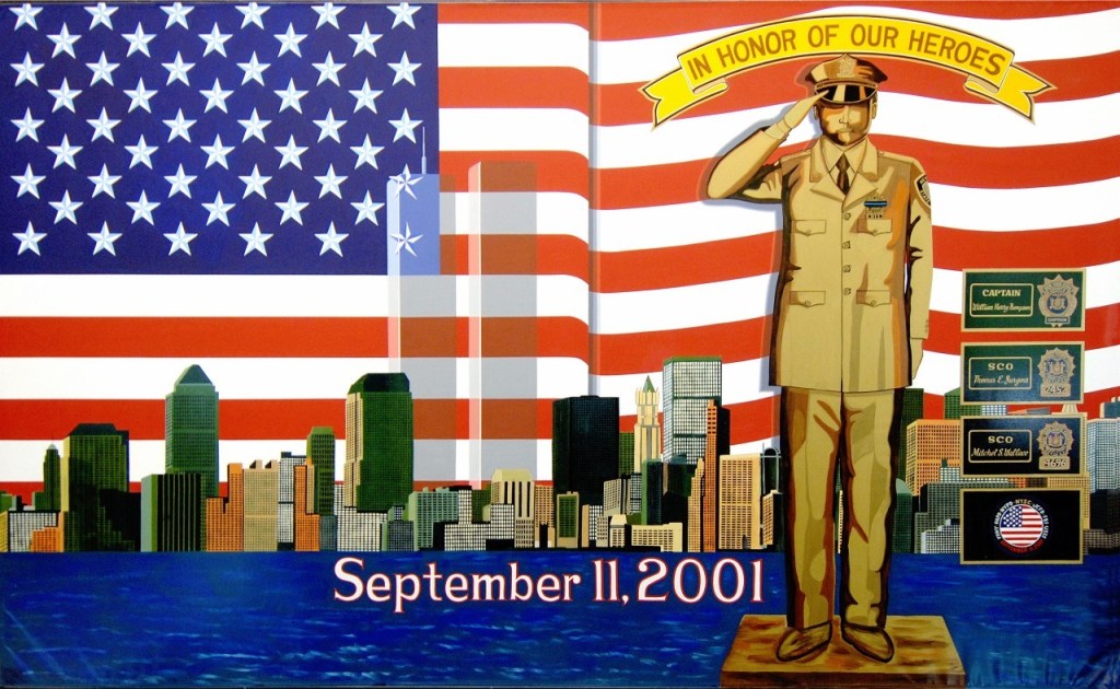 Memorial mural honoring New York State Court Officers and the officers lost on September 11, 2001